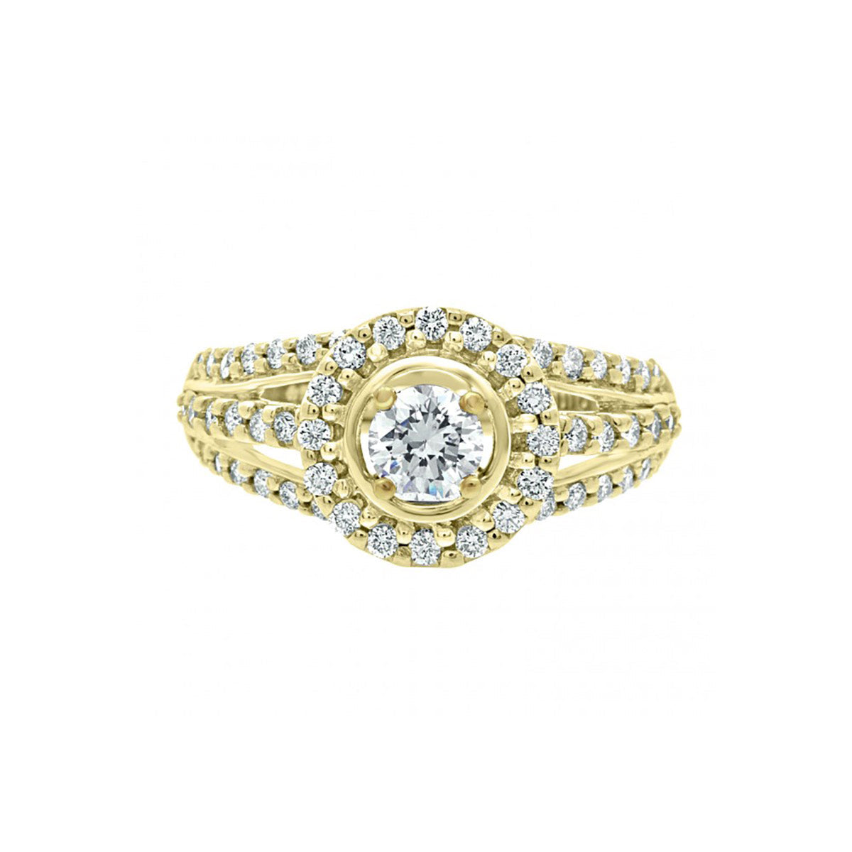 Three Band Engagement Ring in yellow gold