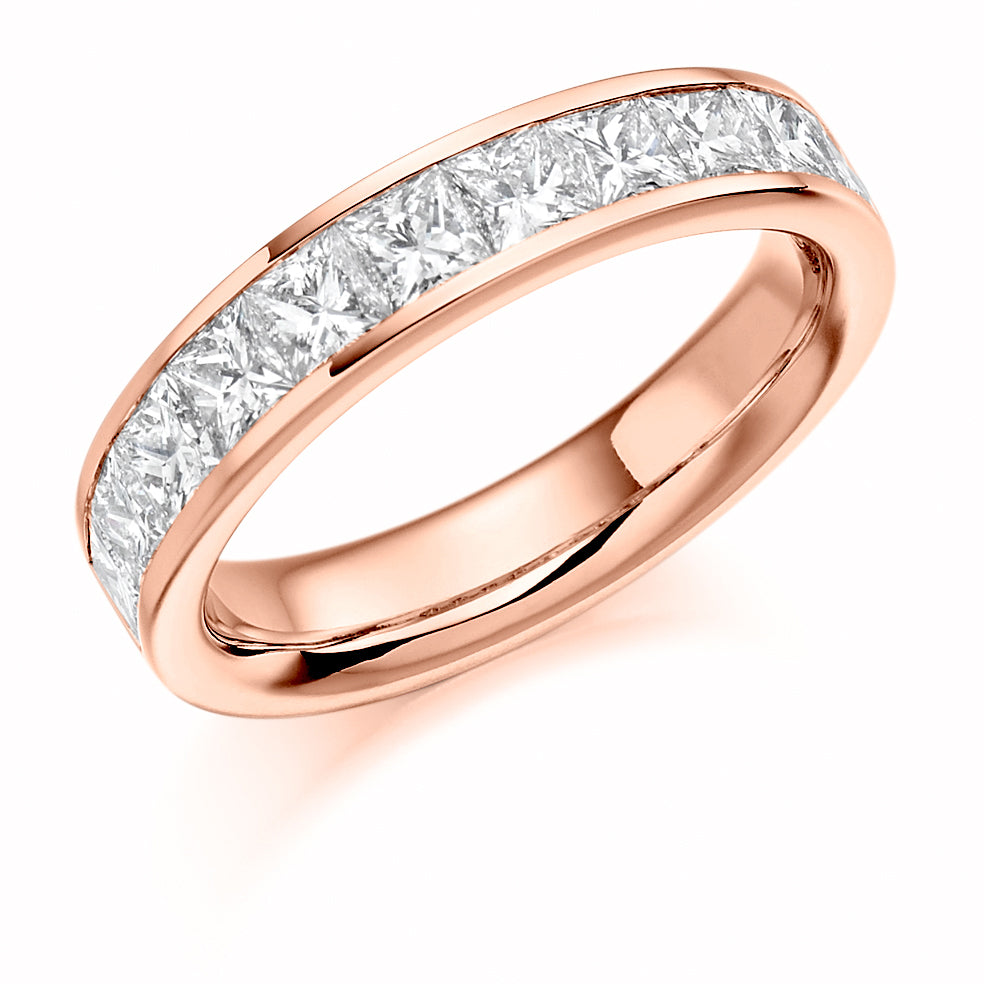 1.5 Carat Princess Cut Wedding Ring  in rose gold