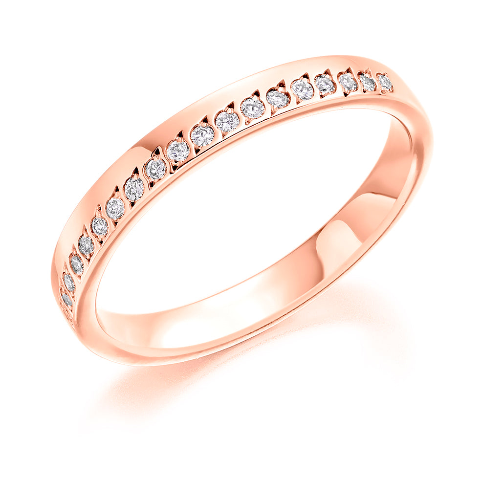 .15 Carat Offset Diamond Wedding Band in rose gold