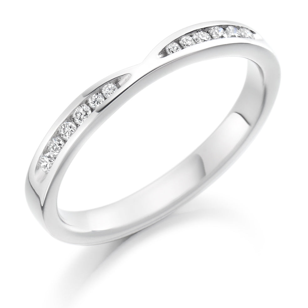 .18ct Knotched Diamond Wedding Band in white gold