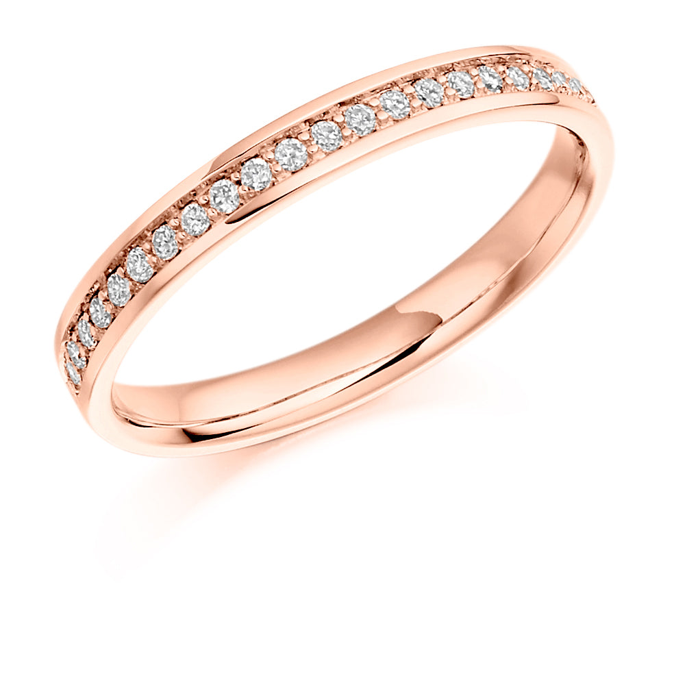 .19ct Pave Set Diamond Wedding Ring in rose gold