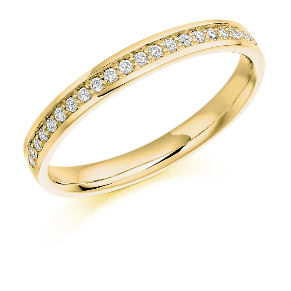 .19ct Pave Set Diamond Wedding Ring in yellow gold