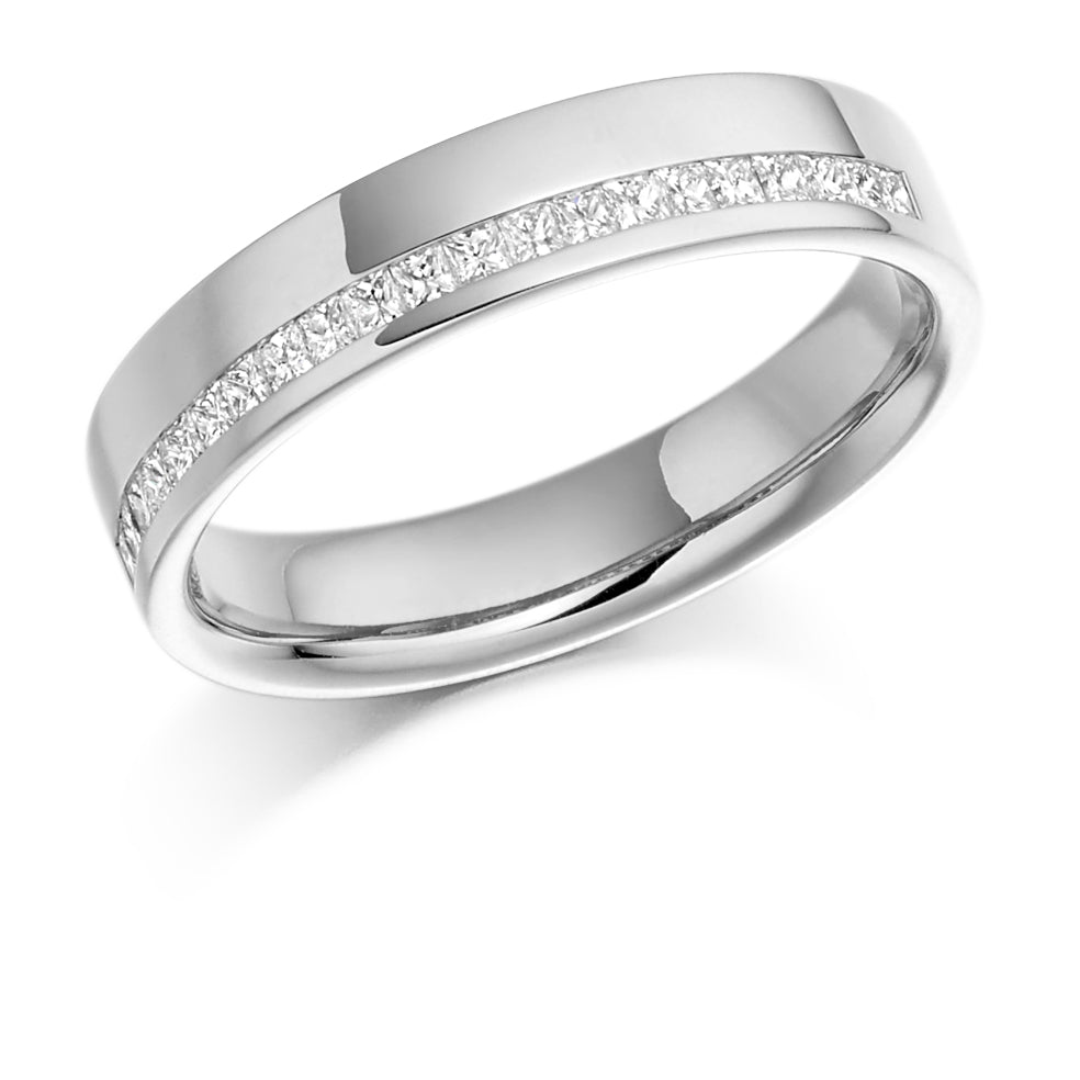 .25 Carat Offset Wedding Ring  in white gold