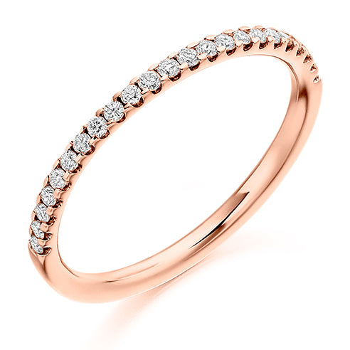 .25ct Scallop Set Ladies Diamond Wedding Ring in rose gold