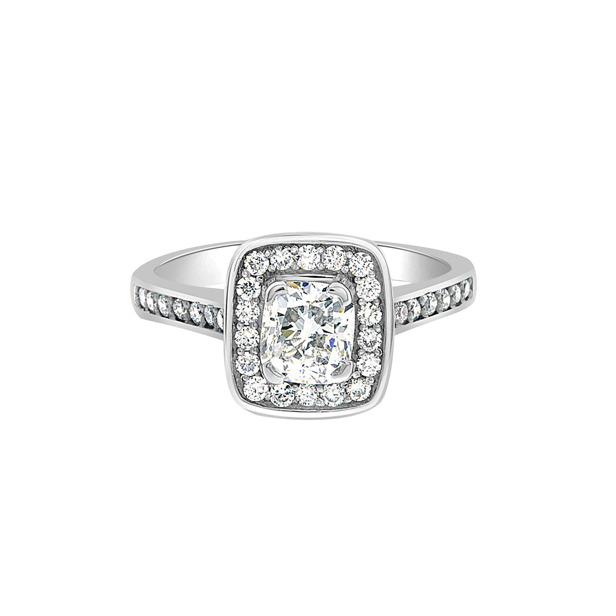Cushion Cut Diamond Engagement Ring with Platinum Set Band - 'Vivian'