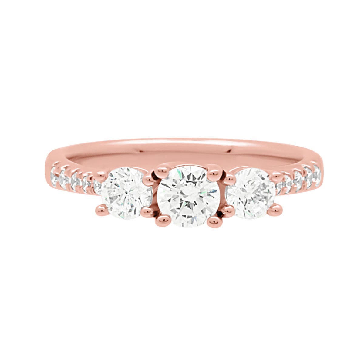 3 Stone Engagement Ring in rose gold