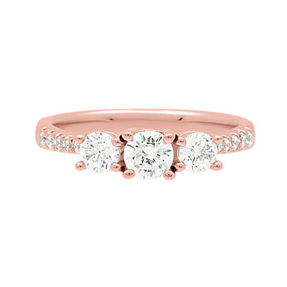 3 Stone Engagement Ring in rose gold 