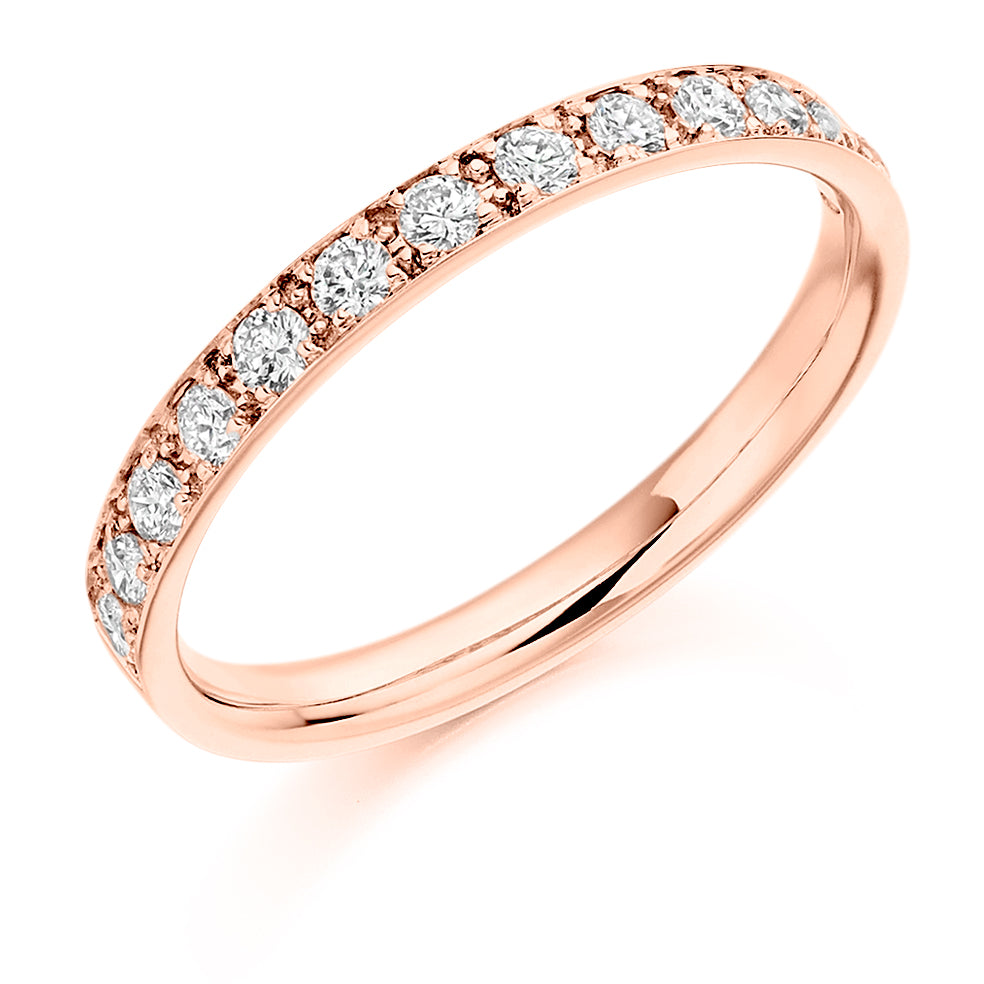 .42ct Pave Set Diamond Ladies Wedding Ring in rose gold