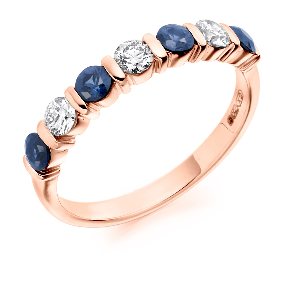 .82ct Round Sapphire and Diamond Eternity Ring in rose gold