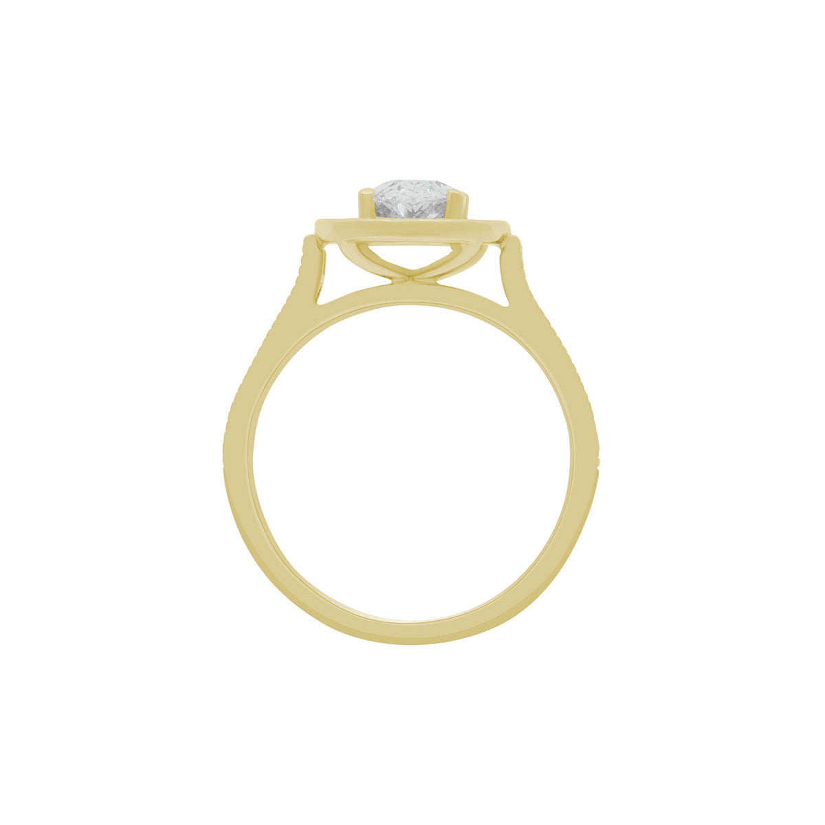 Antique Oval Engagement Ring in Yellow gold in an upright position