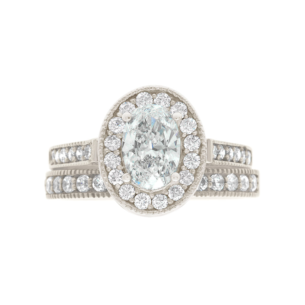 Antique Oval Engagement Ring in Platinum with a matching diamond set wedding ring