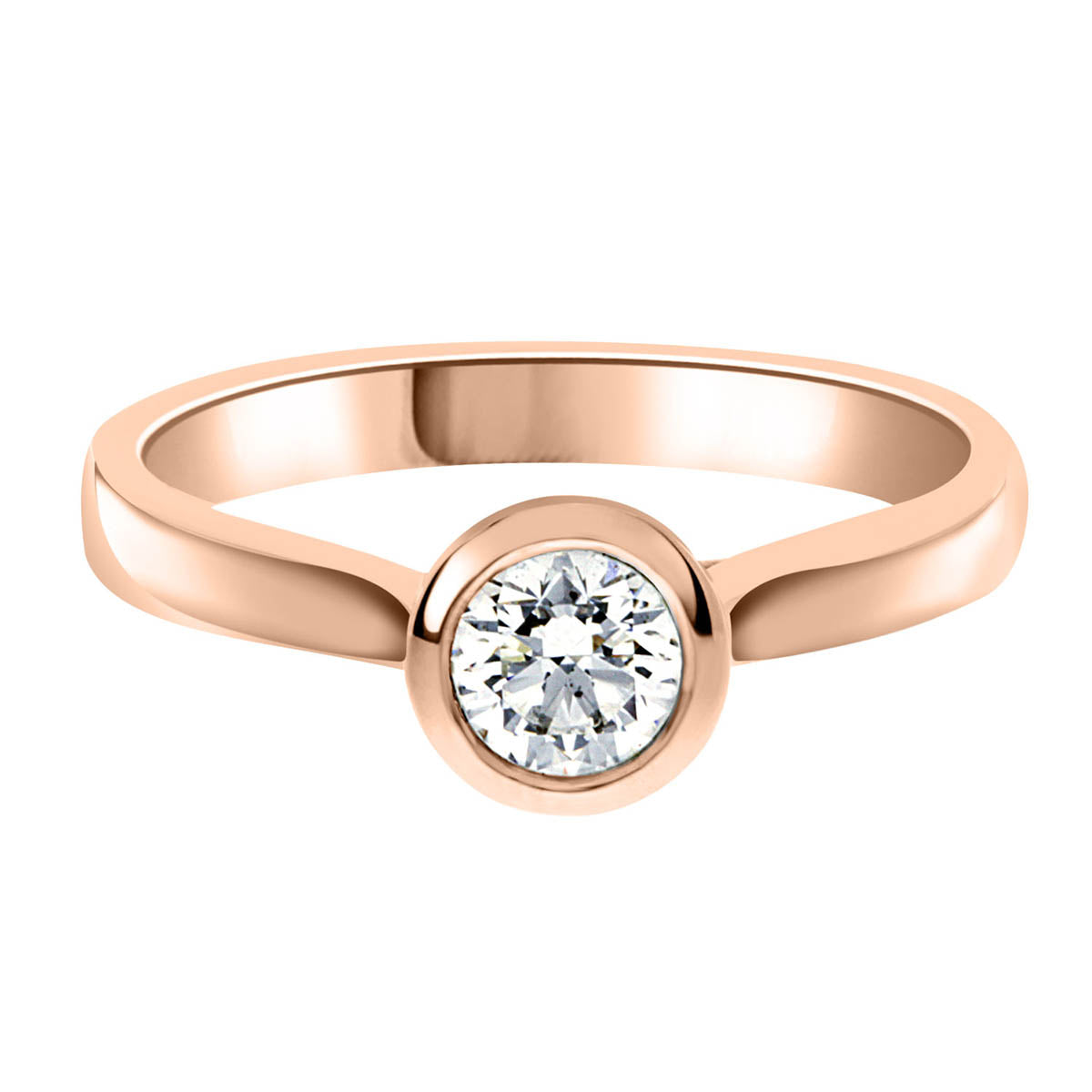 Bezel Set Engagement ring in 18kt rose gold