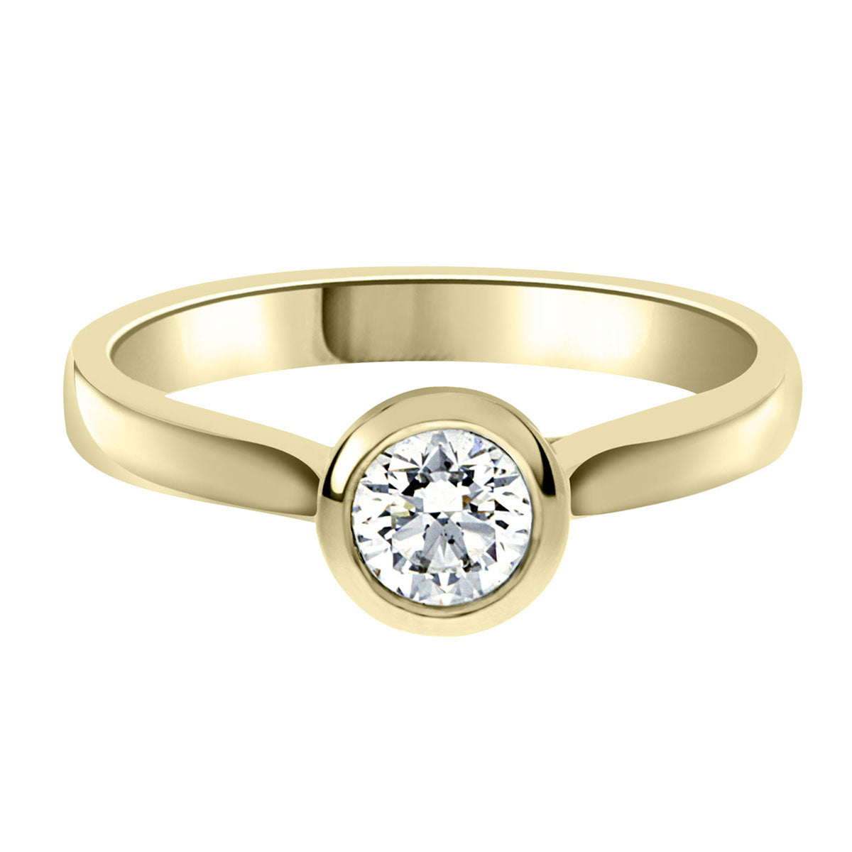Bezel Set Engagement ring in 18kt yellow gold