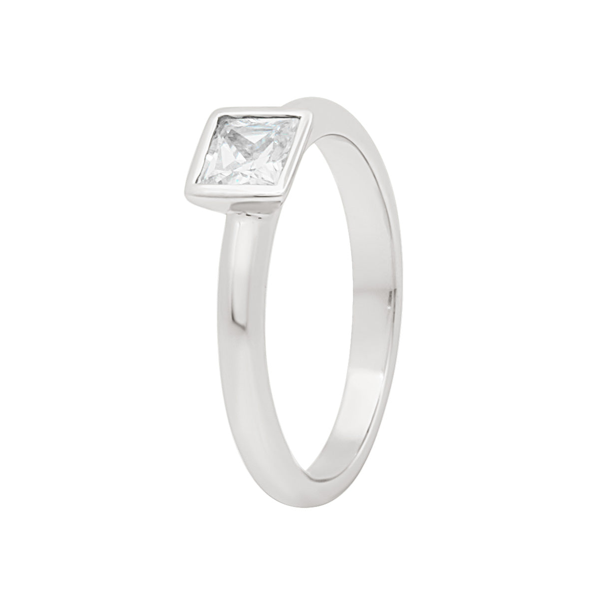 Bezel Princess Cut Diamond Engagement Ring with Platinum Set Band - ‘Alison’