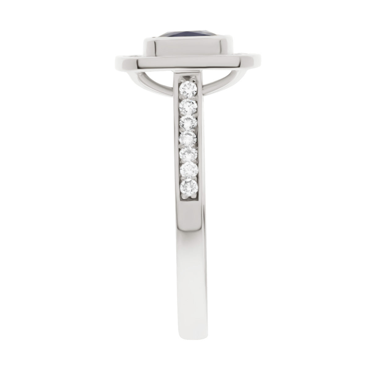 Cushion Cut Sapphire Engagement Ring with Bezel Platinum Set Band - 'Elle Sapphire'