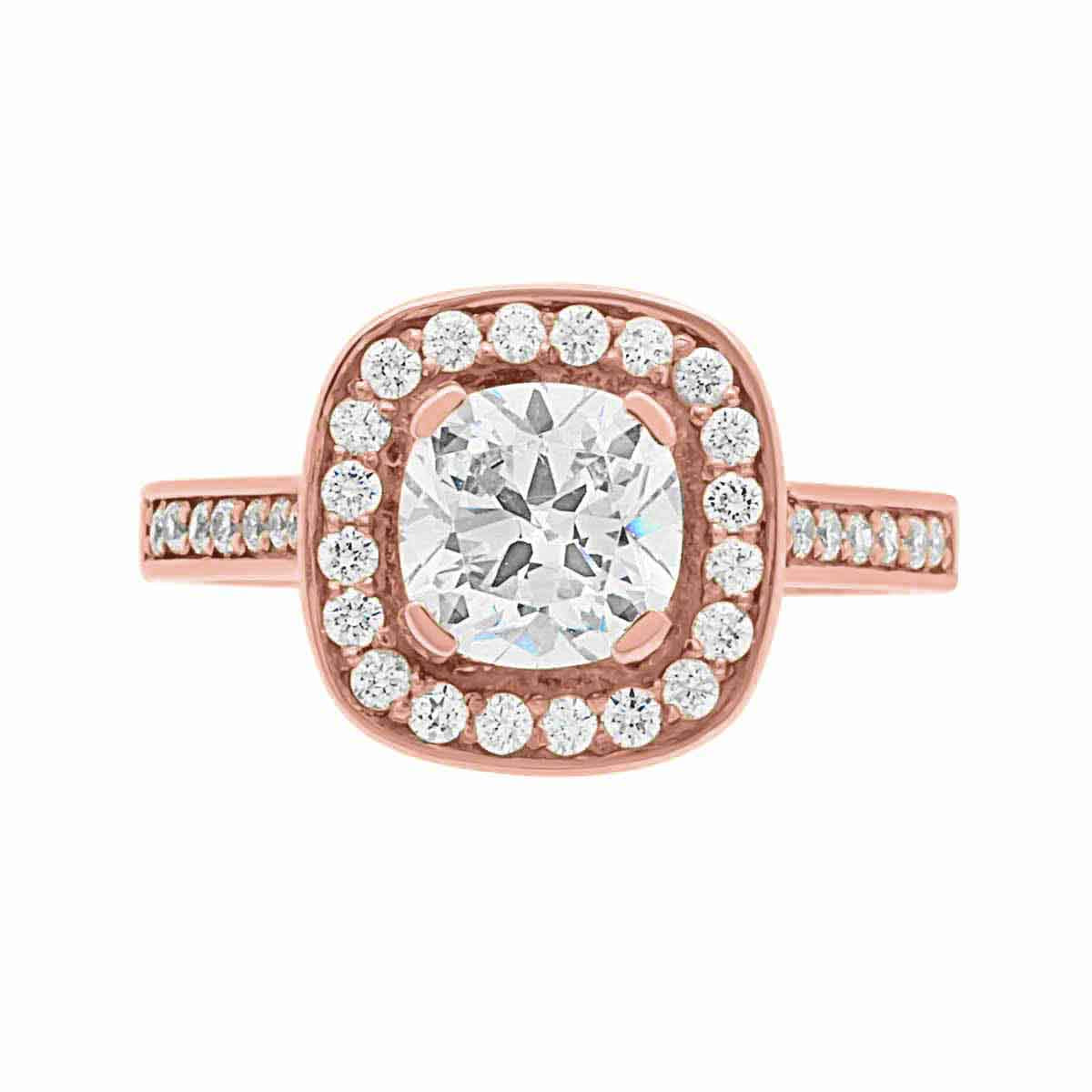 Cushion Cut Diamond Antique Diamond Ring in rose gold