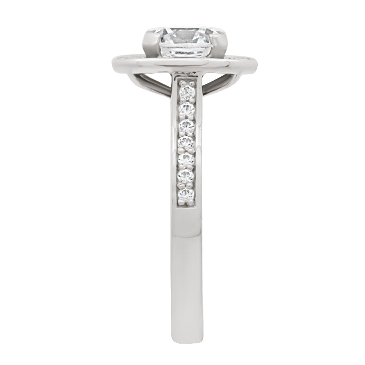 Cushion Cut Diamond Antique Engagement Ring with Bezel Platinum Set Band - 'Elle'