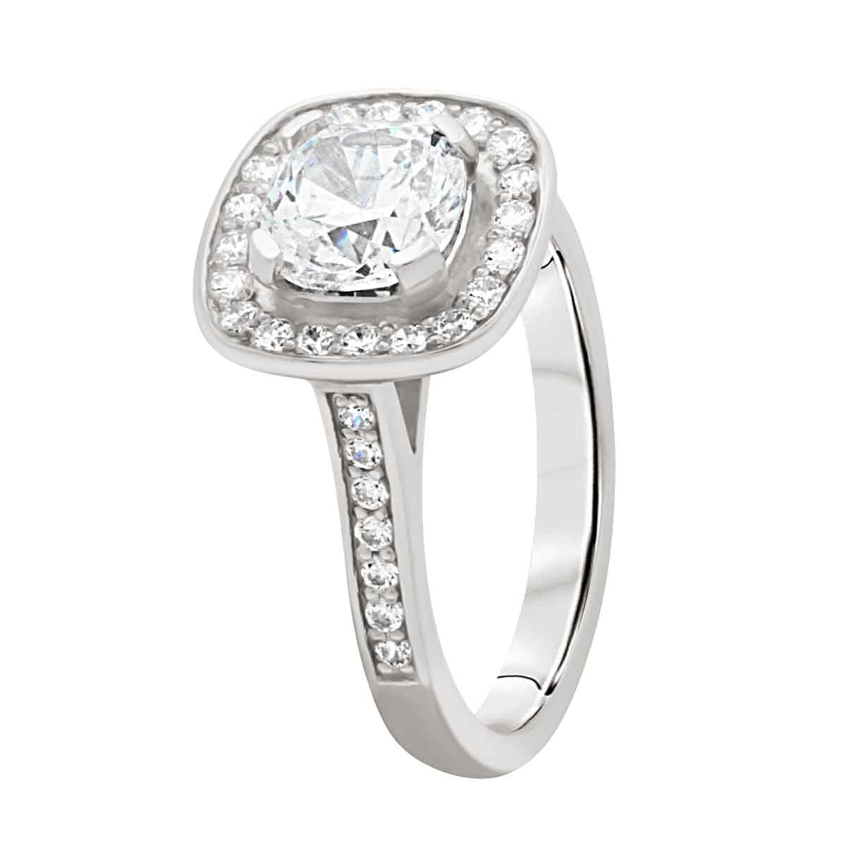Cushion Cut Diamond Antique Engagement Ring with Bezel Platinum Set Band - 'Elle'