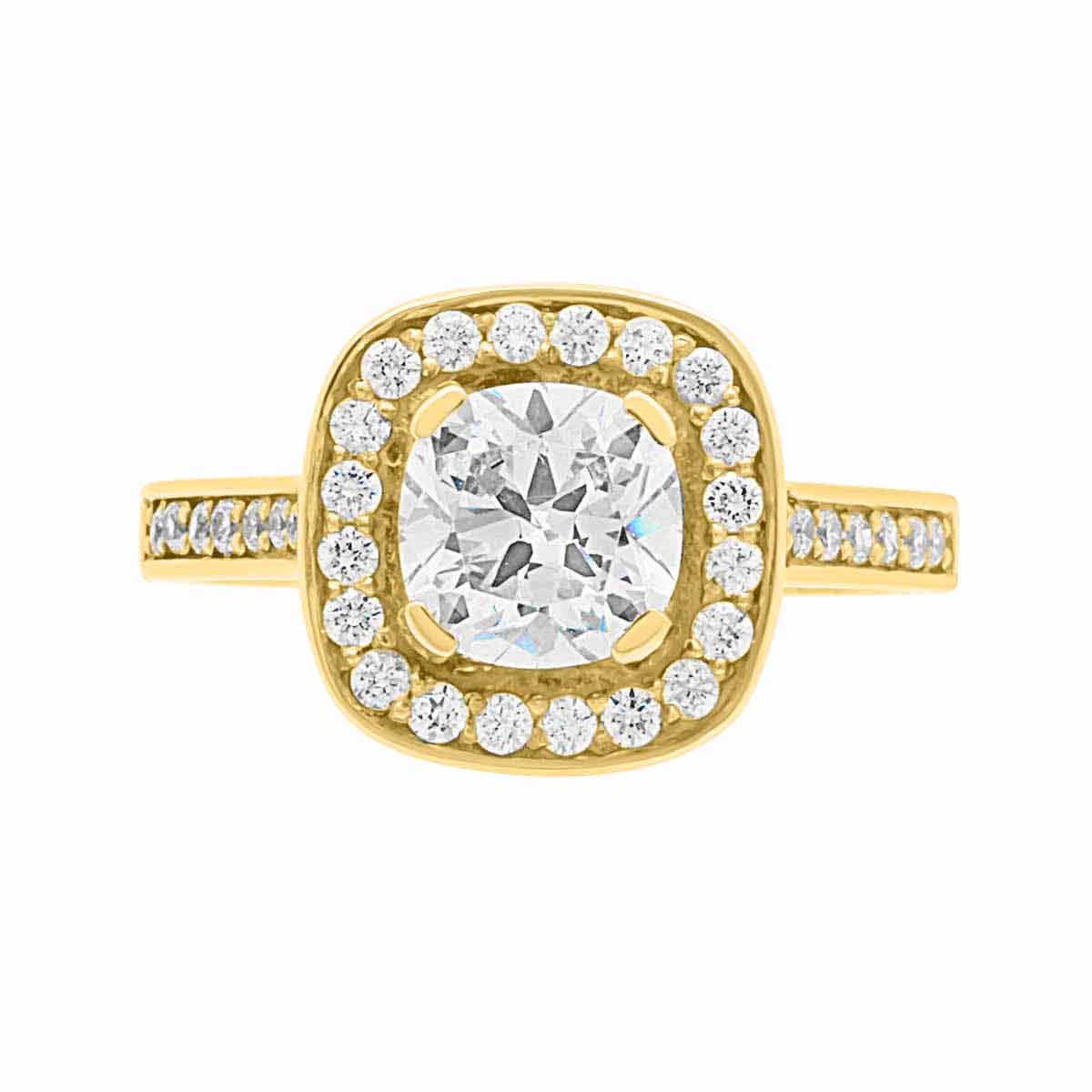 Cushion Cut Diamond Antique Diamond Ring in yellow gold