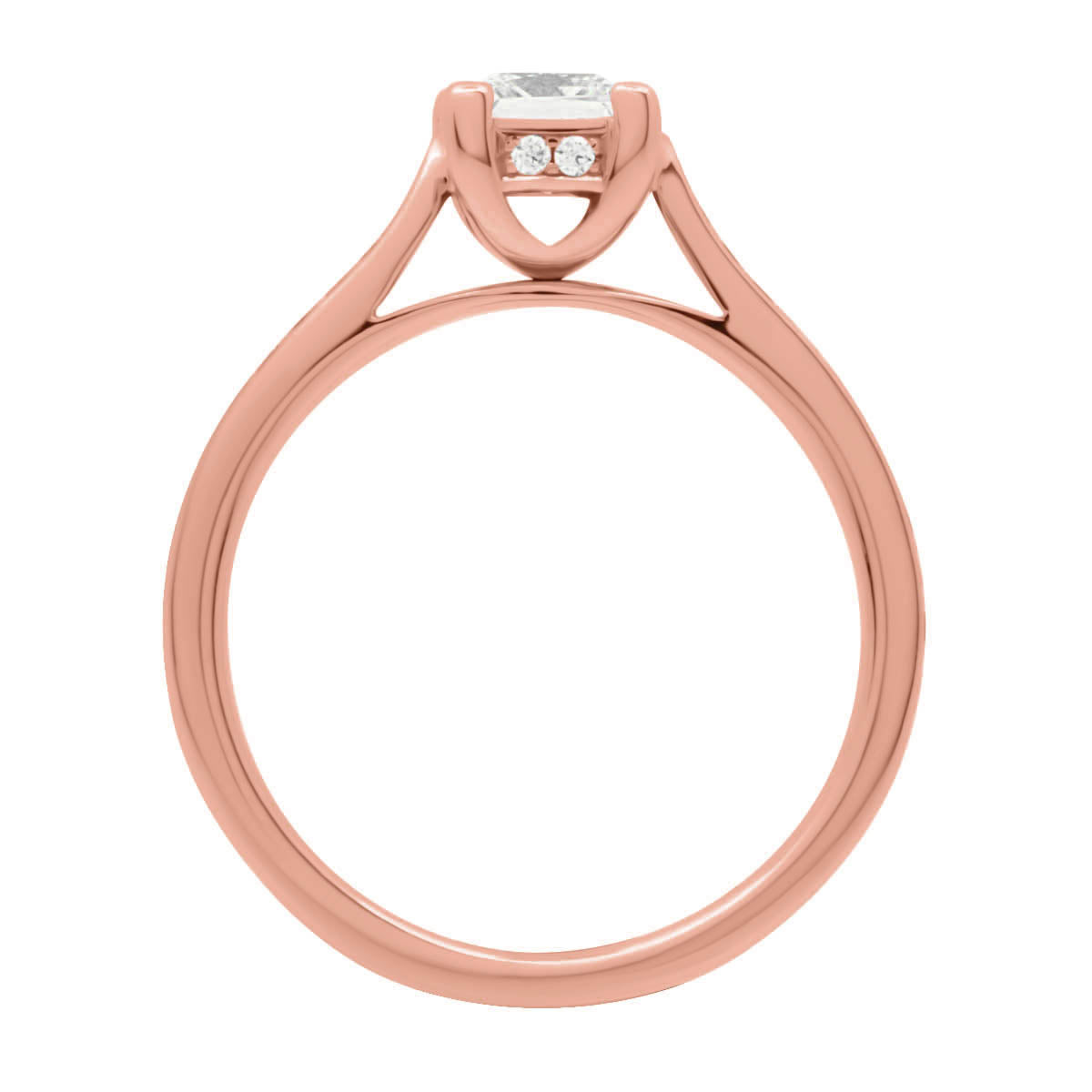 Chevron Claw Engagement Ring made of rose gold in an angled position
