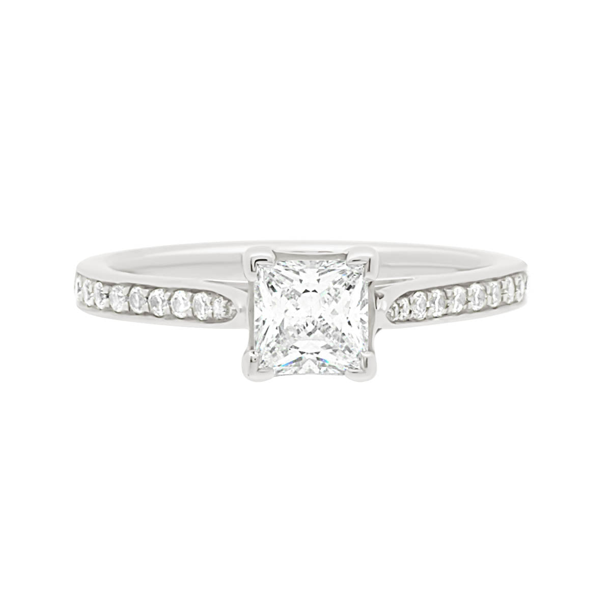 Chevron Claw Engagement Ring in white gold laying flat