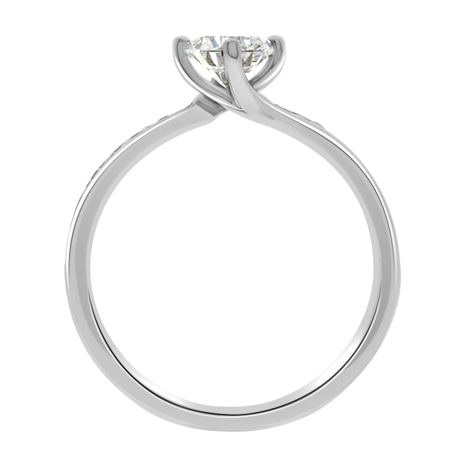 Compass-Set Solitaire Diamond Engagement Ring with Platinum Channel Set Band - ‘Chloe DS’