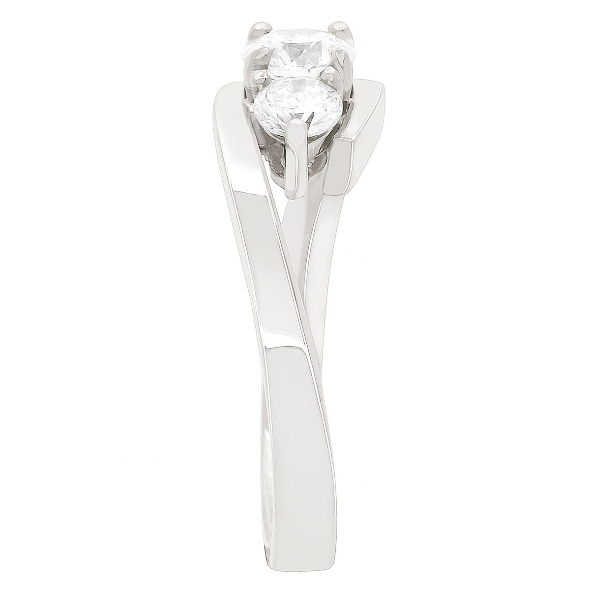 Round Cut Diamond Engagement Ring with Platinum Contemporary Style Shank - ‘Carla’