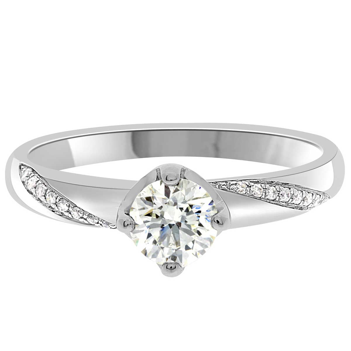 Crossover Band Engagement Ring made from white gold