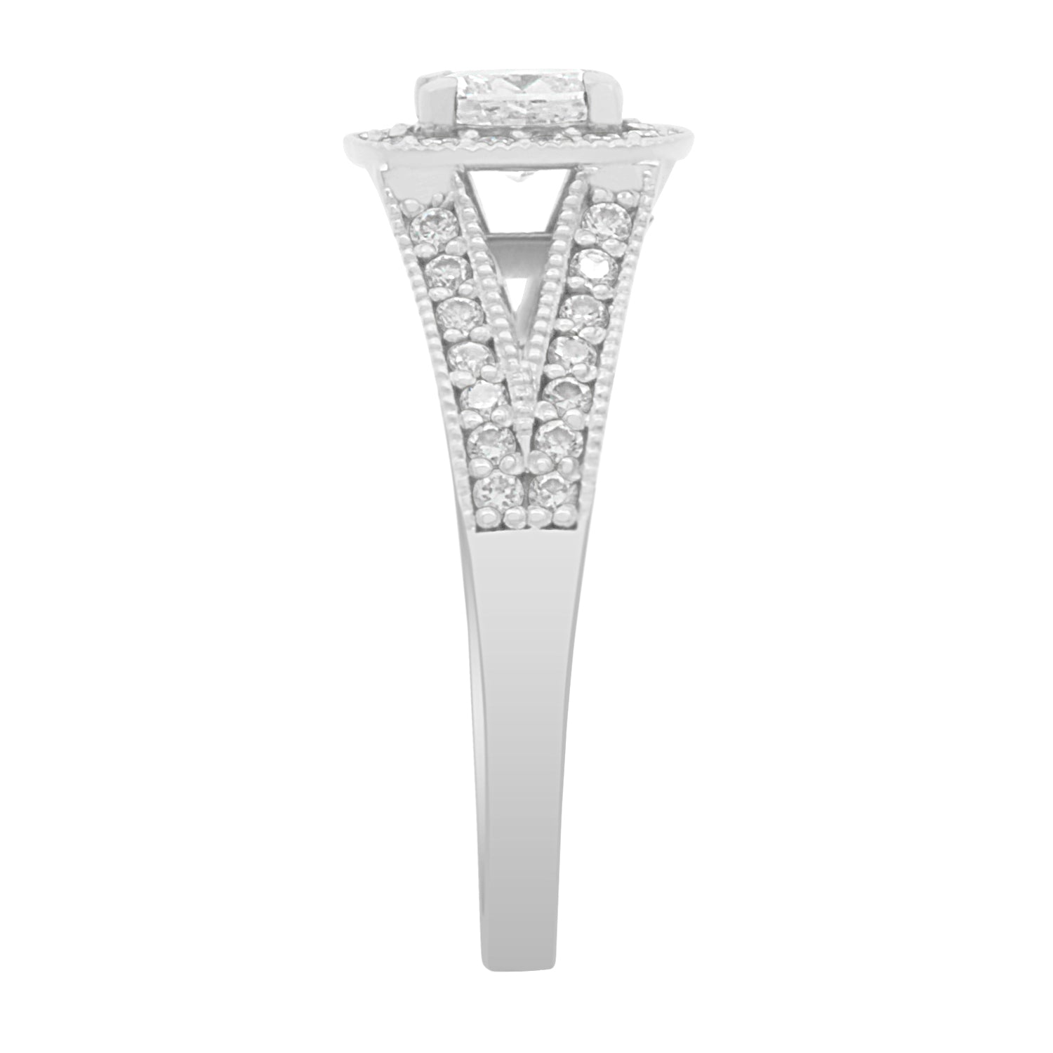 Cushion Cut Diamond Antique Engagement Ring with Platinum Set Band - 'Pippa'