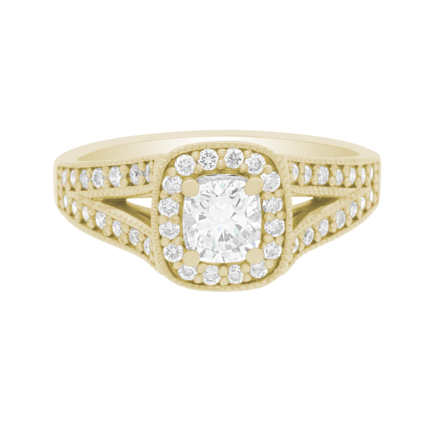 Cushion Halo Diamond Ring in yellow gold