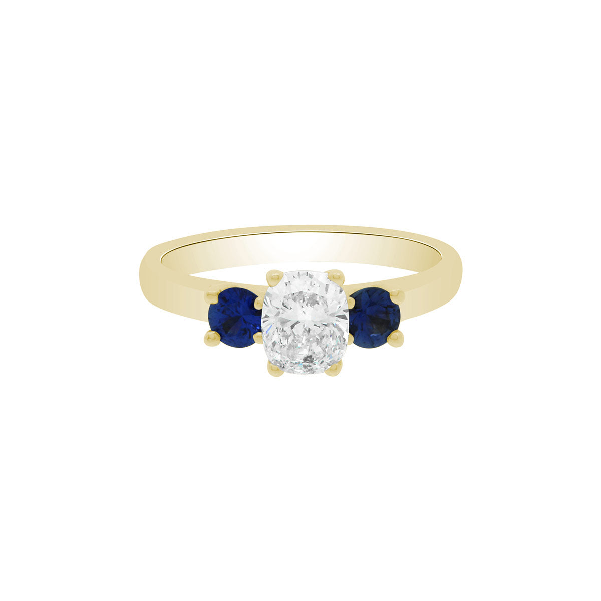 Diamond Sapphire Trilogy set in yellow gold metal