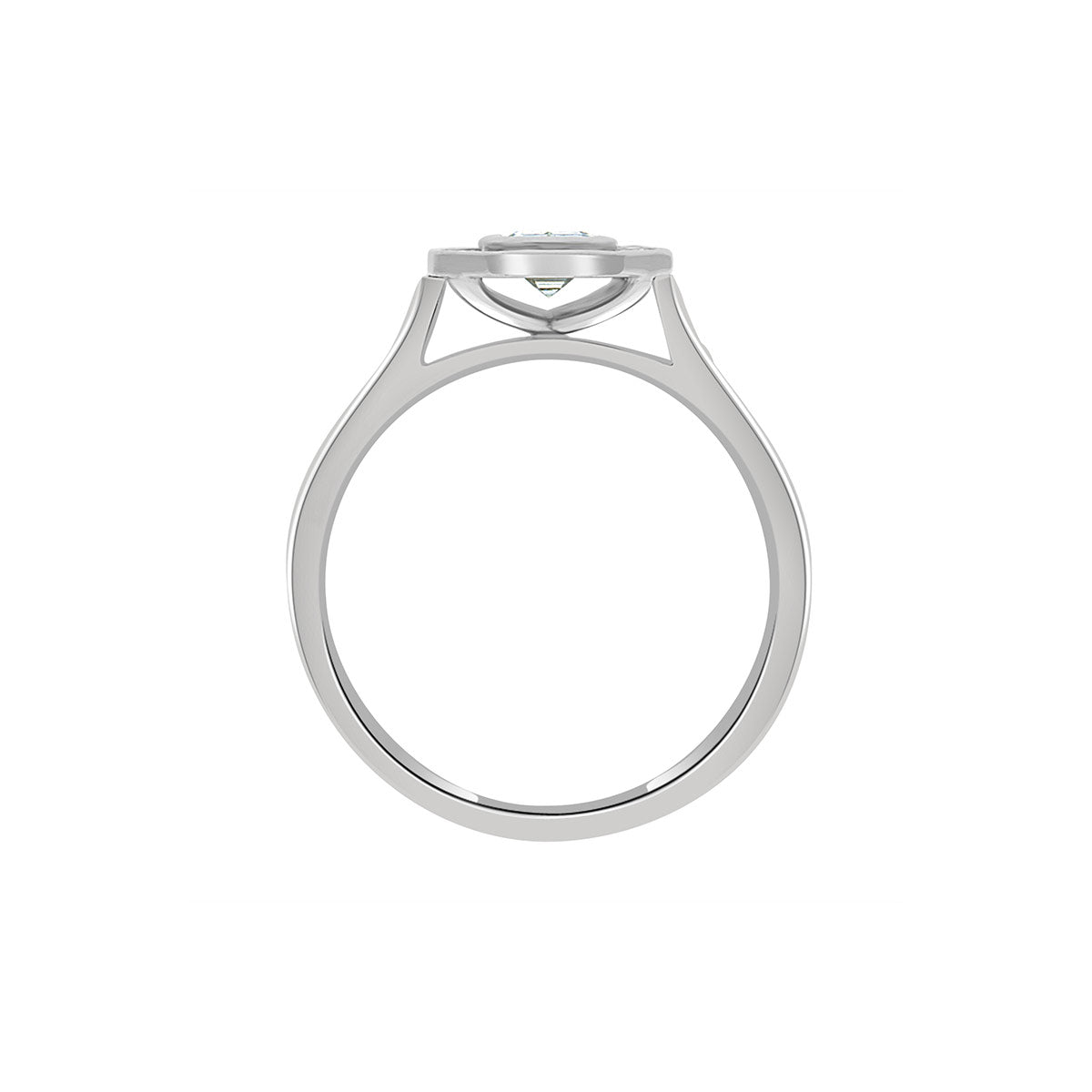 Emerald Cut Halo Diamond Engagement Ring with Platinum Set Band - 'Cara'