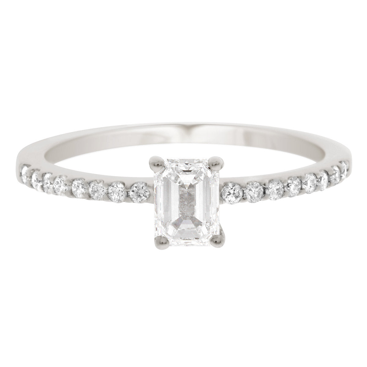 Emerald Cut Diamond Solitaire Engagement Ring with Platinum Set Band - 'Amy'