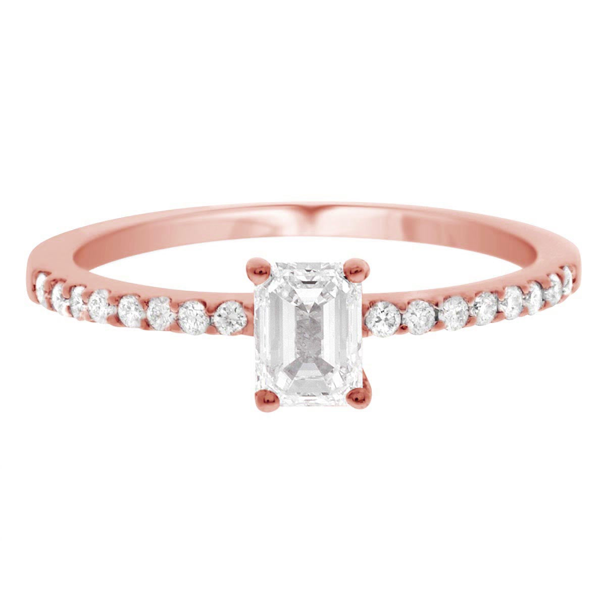 Emerald Cut Diamond Ring IN ROSE GOLD