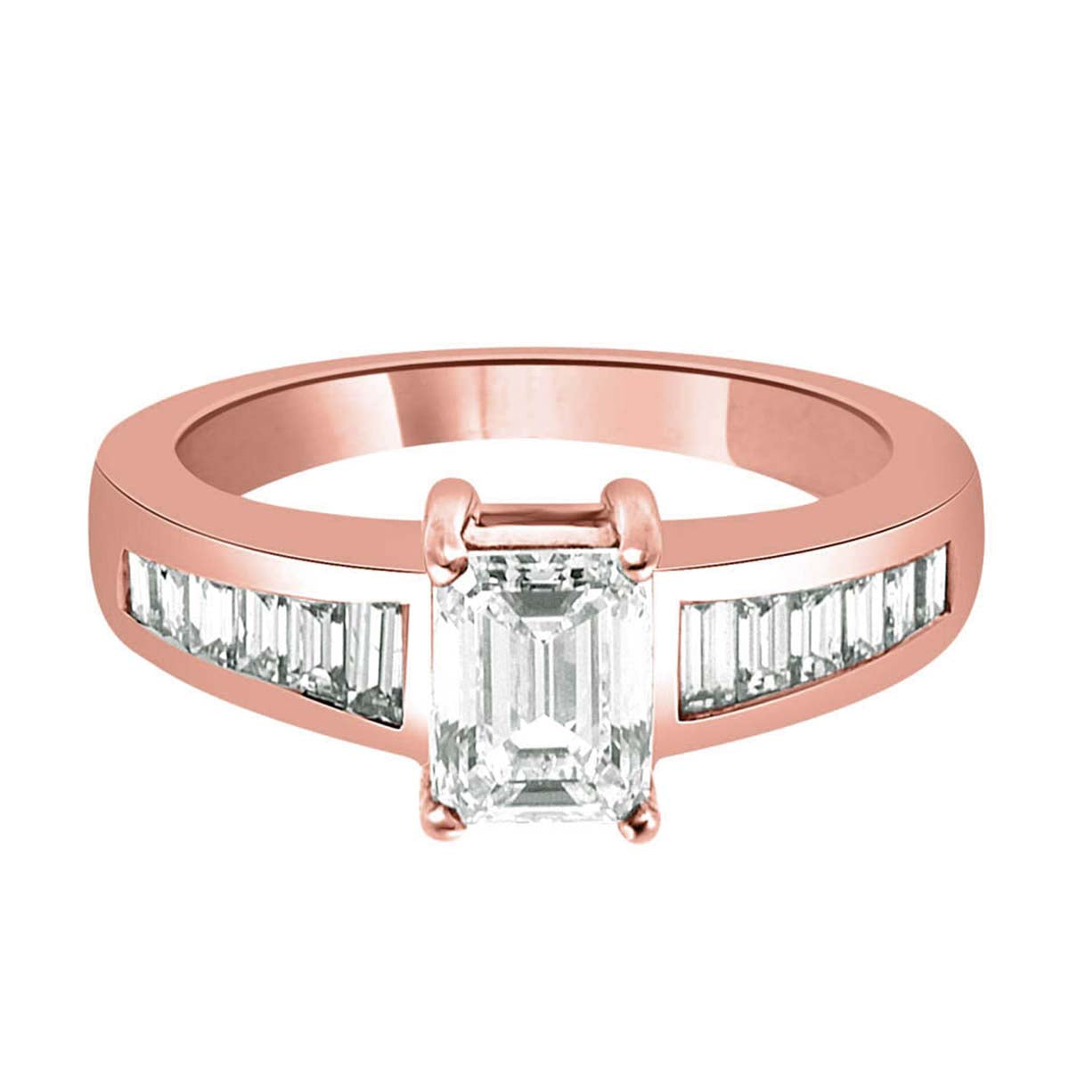 Emerald Cut Diamond Engagement Ring with Rose Gold Set Band 'Maria'