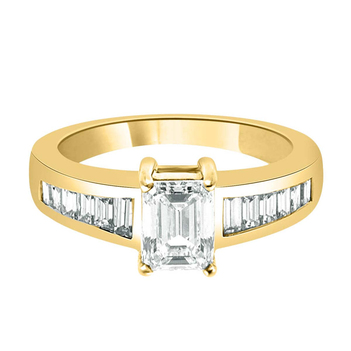 Emerald Cut Engagement Ring made from yellow gold 