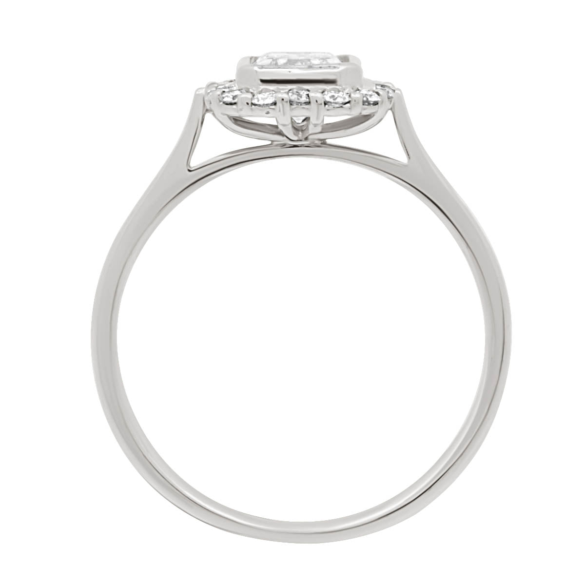 Emerald Cut Halo Diamond Engagement Ring with Platinum Set Band - 'Monica'
