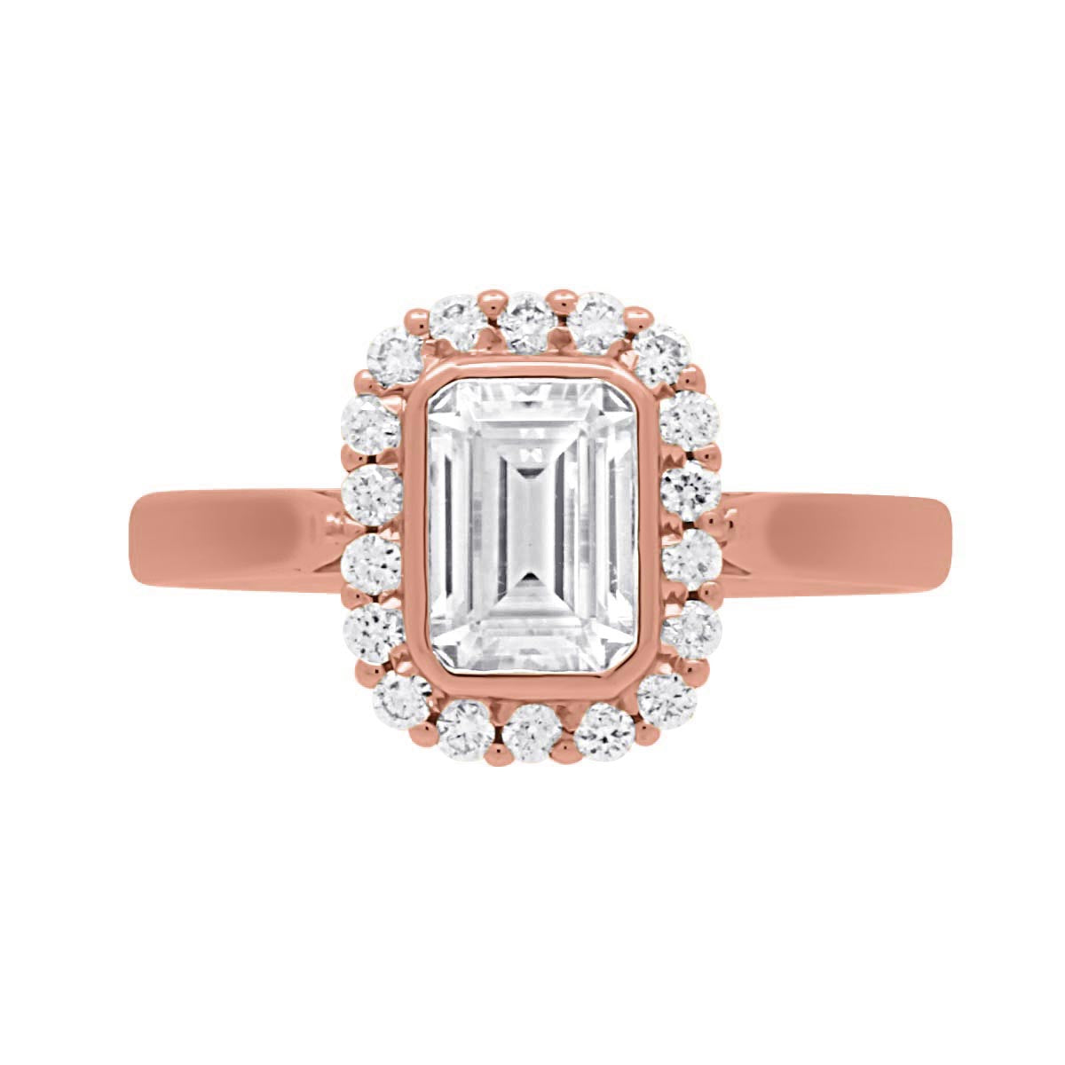 Emerald Halo Engagement Ring in rose gold