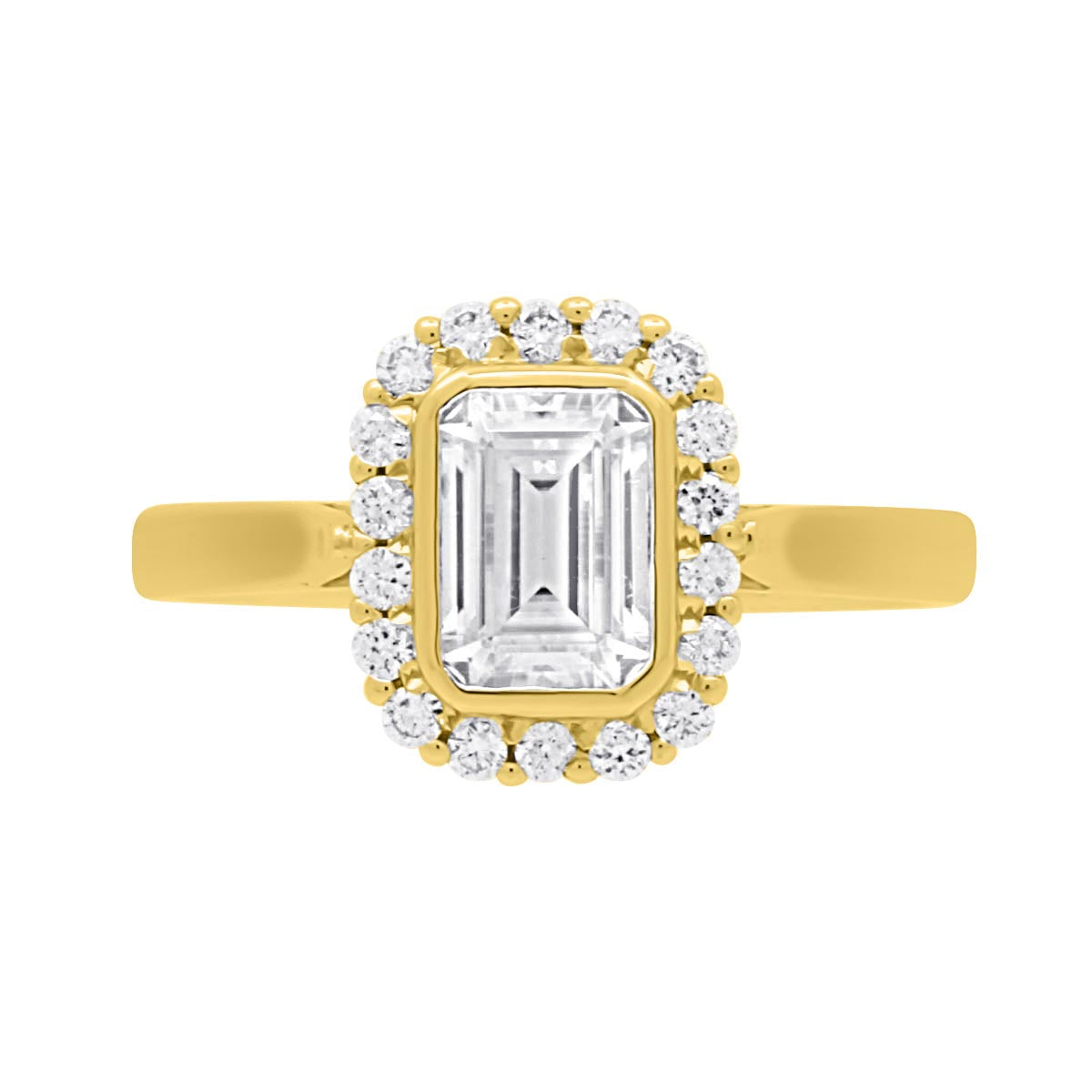 Emerald Halo Engagement Ring in yellow gold