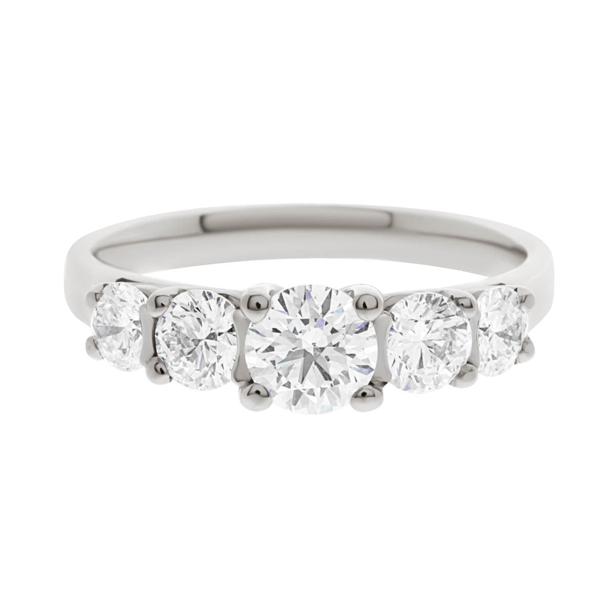 Five Stone Round Cut Diamond Engagement Ring with Platinum Set Band - 'Nina’
