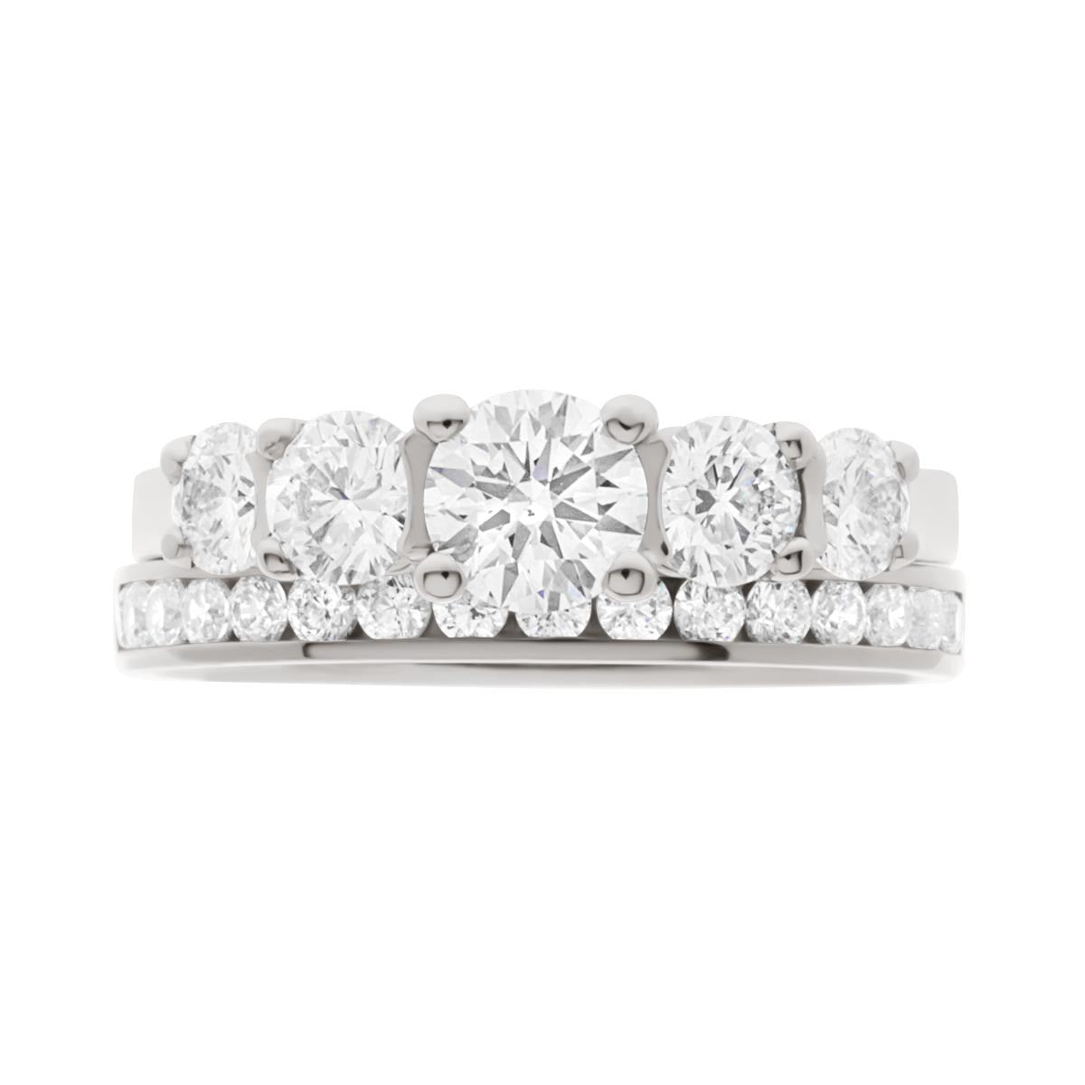 Five Stone Round Cut Diamond Engagement Ring with Platinum Set Band - 'Nina’