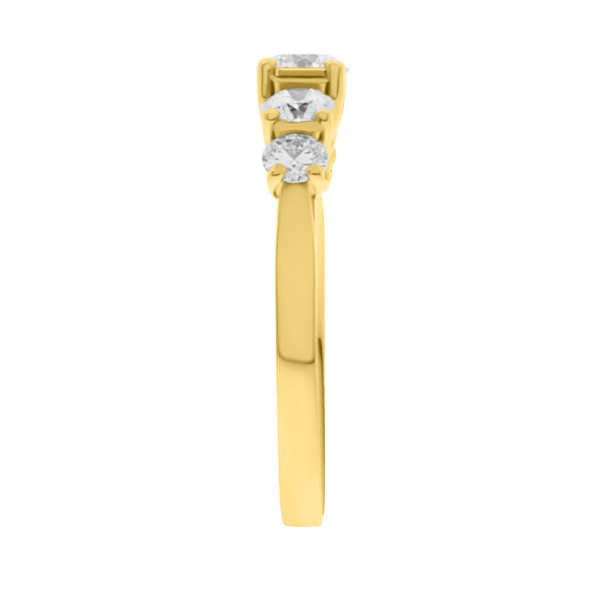 Five Stone Round Cut Diamond Engagement Ring with Yellow Gold Set Band - 'Nina’