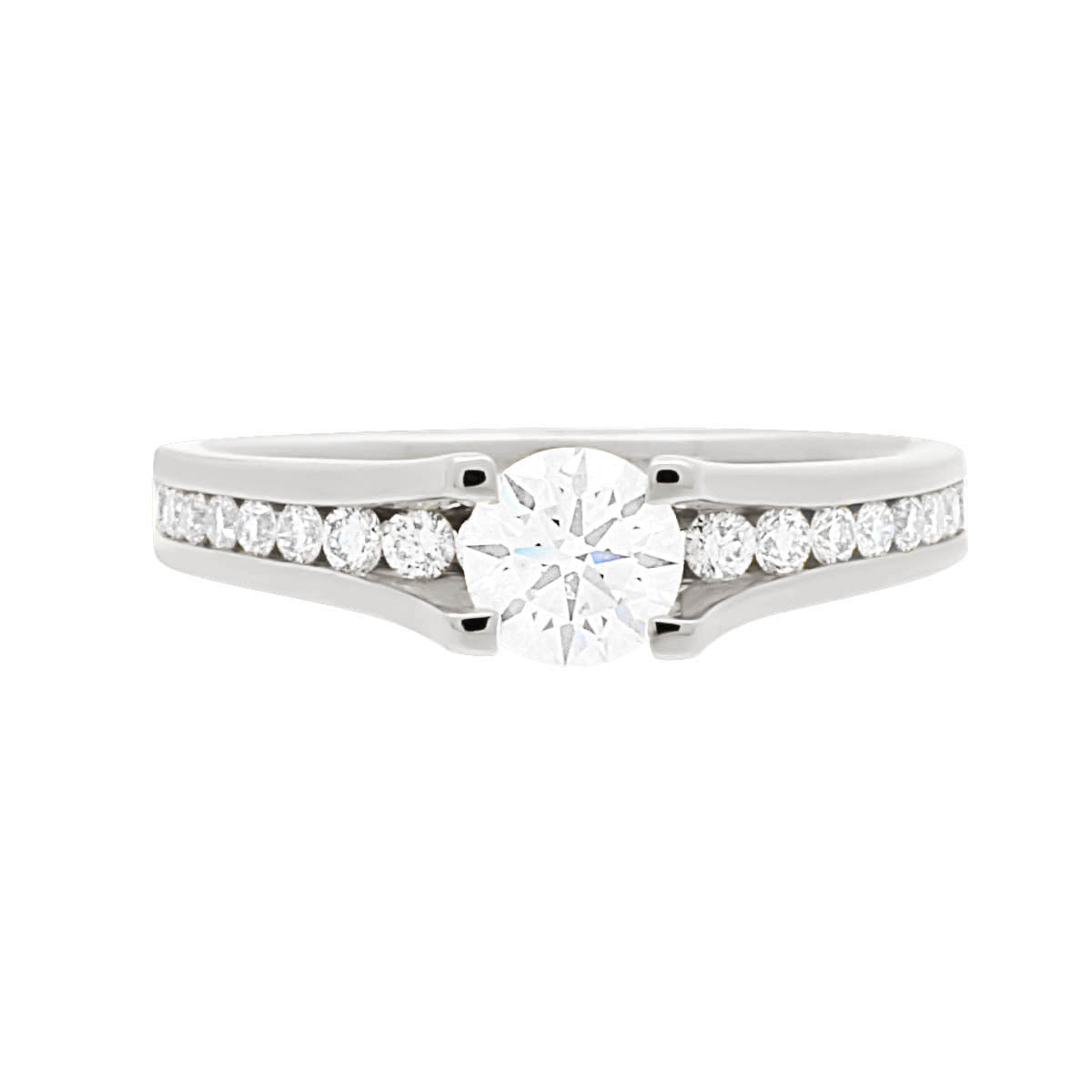 Floating Diamond With Channel Set Rounds IN WHITE GOLD