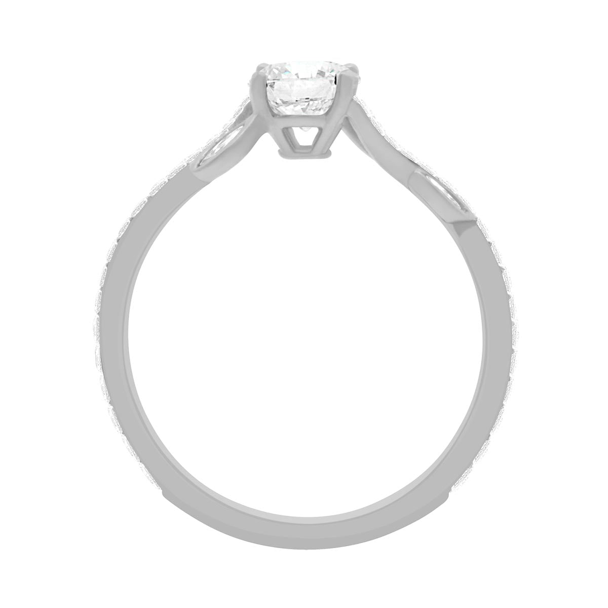 Floral Engagement Ring made from platinum in an upright perspective