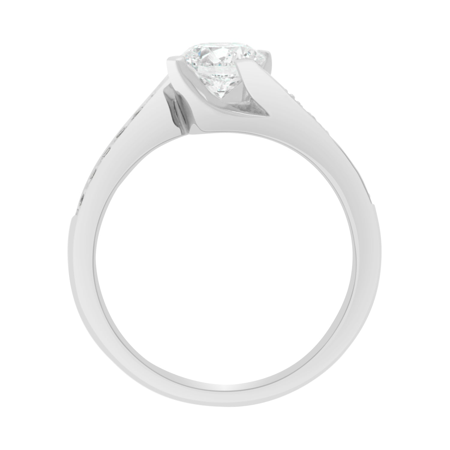 Round Cut Diamond Four-Claw Twist Engagement Ring with White Gold Band - 'Tess DS'