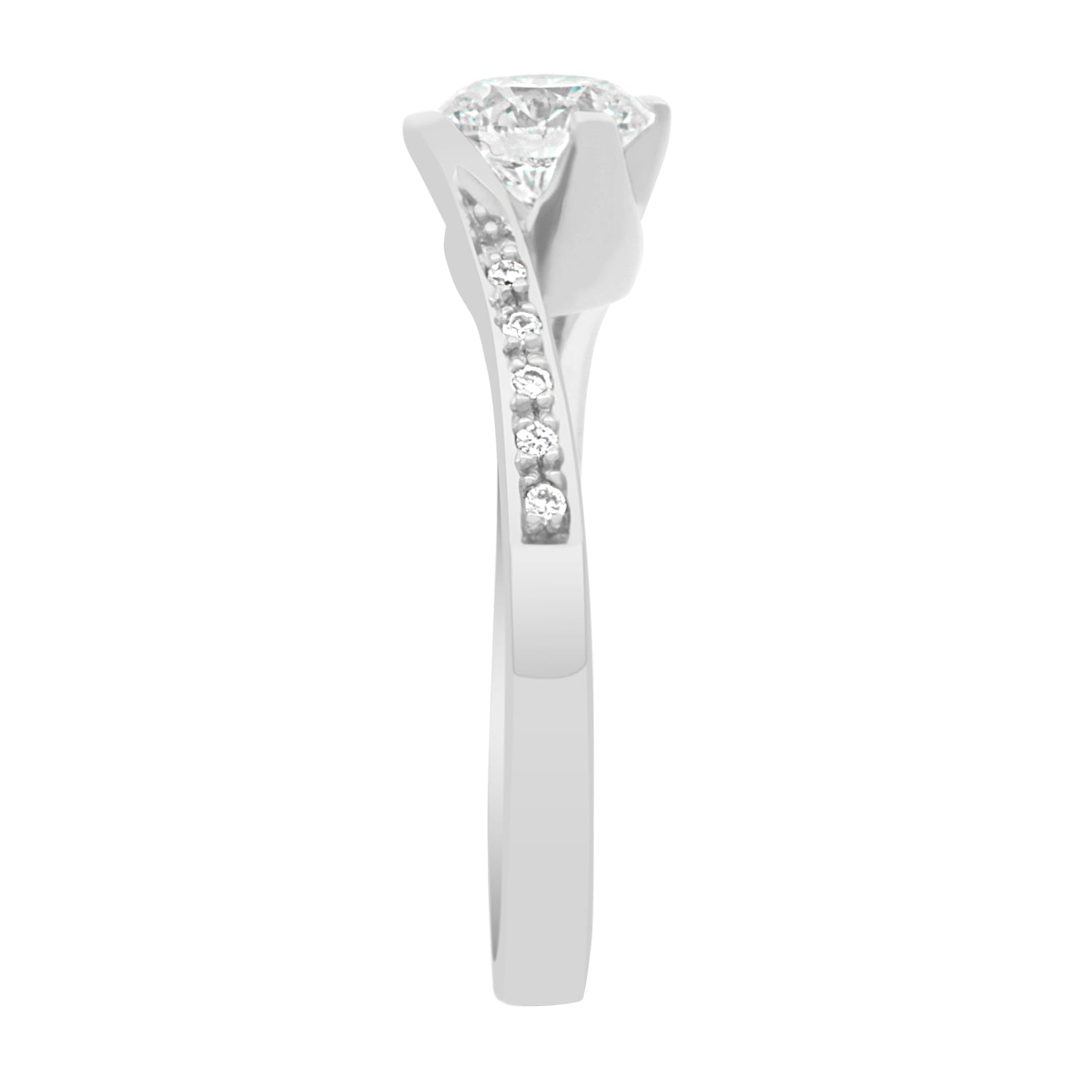 Round Cut Diamond Four-Claw Twist Engagement Ring with Platinum Band - 'Tess DS'