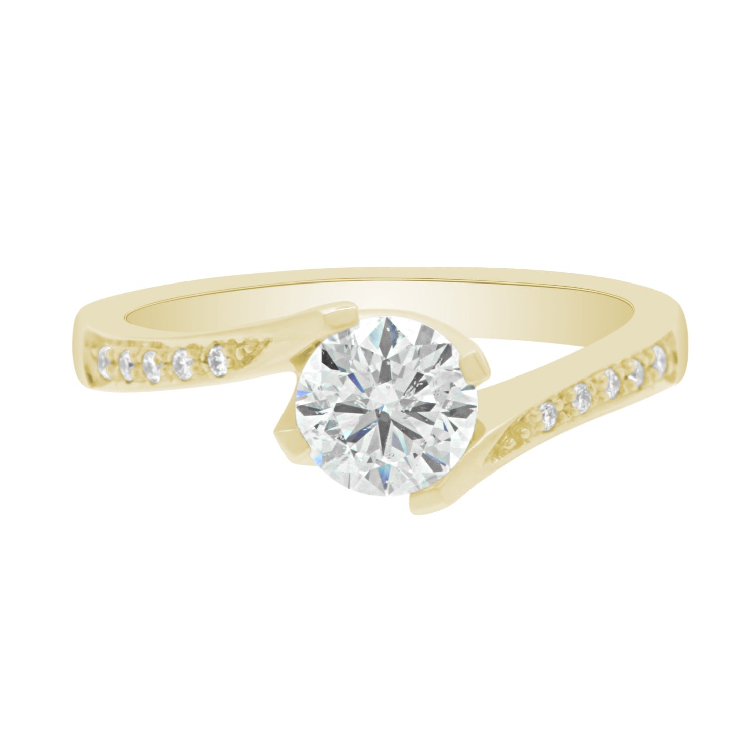 Four Claw Twist Ring in yellow gold
