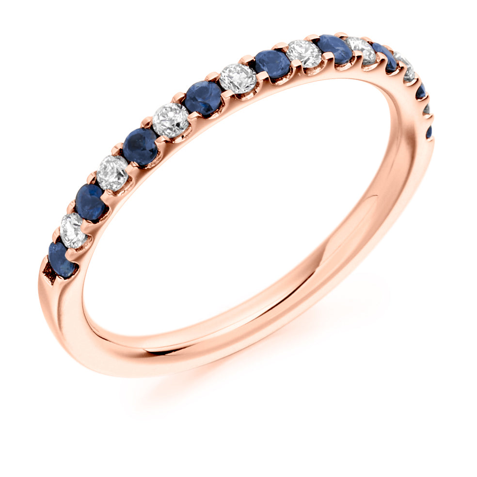 Diamond and Sapphire Eternity .43ct Ring in rose gold
