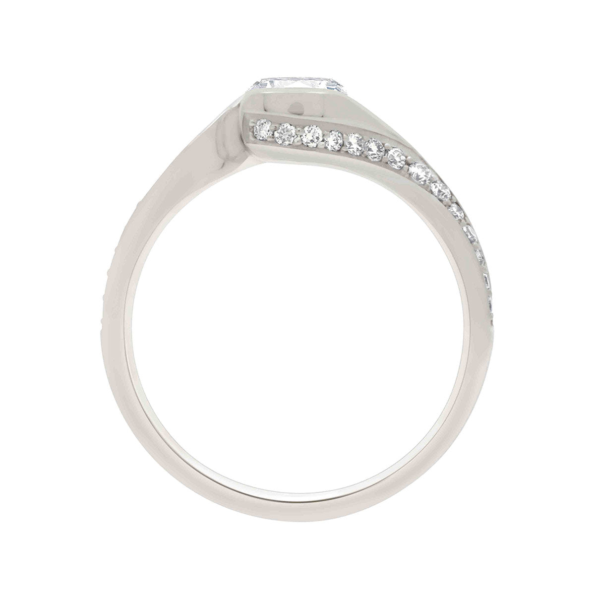 Round Cut and Halo Diamond Twist Engagement Ring with Platinum Band - 'Sofia DS'