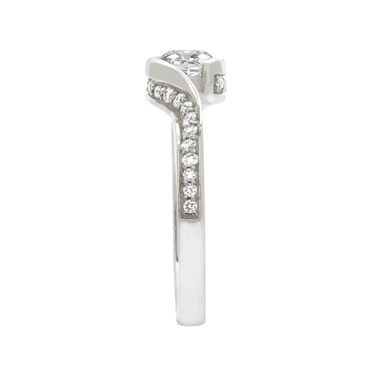 Round Cut and Halo Diamond Twist Engagement Ring with Platinum Band - 'Sofia DS'